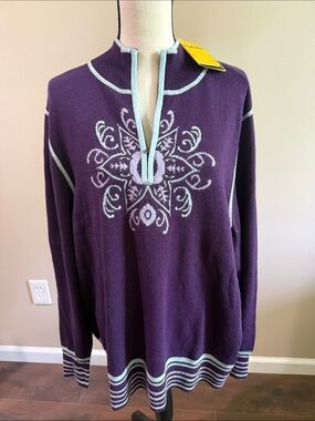Cabela's 2XL Concord Purple Plus Size Quarter Zip Sweater NWT